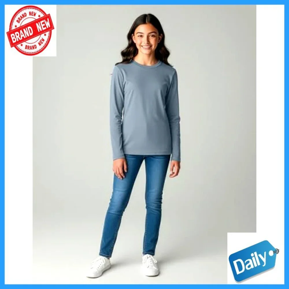 Girls Long Sleeve Cotton Tees 4-Pack Athletic Fit Youth Sizes